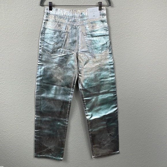 NWT Zara The Boy Boy Fit In Silver Jeans Metallic Blogger Favorite Sz 6 - Picture 14 of 16